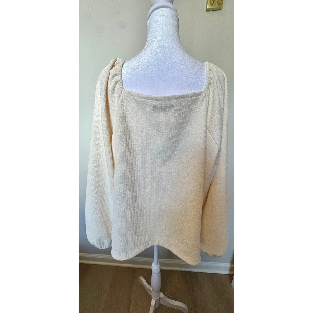 Madewell Cream Square Neck Long Sleeve Puff Sleeve‎ Blouse Top NN161 2X NEW